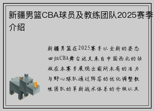 新疆男篮CBA球员及教练团队2025赛季介绍